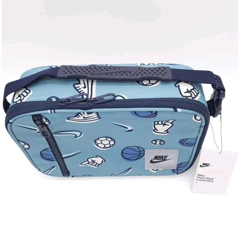 Nike Hardshell 4L Lunch‎ Box Denim Turq Blue Sports School Cooler Bag Swoosh New